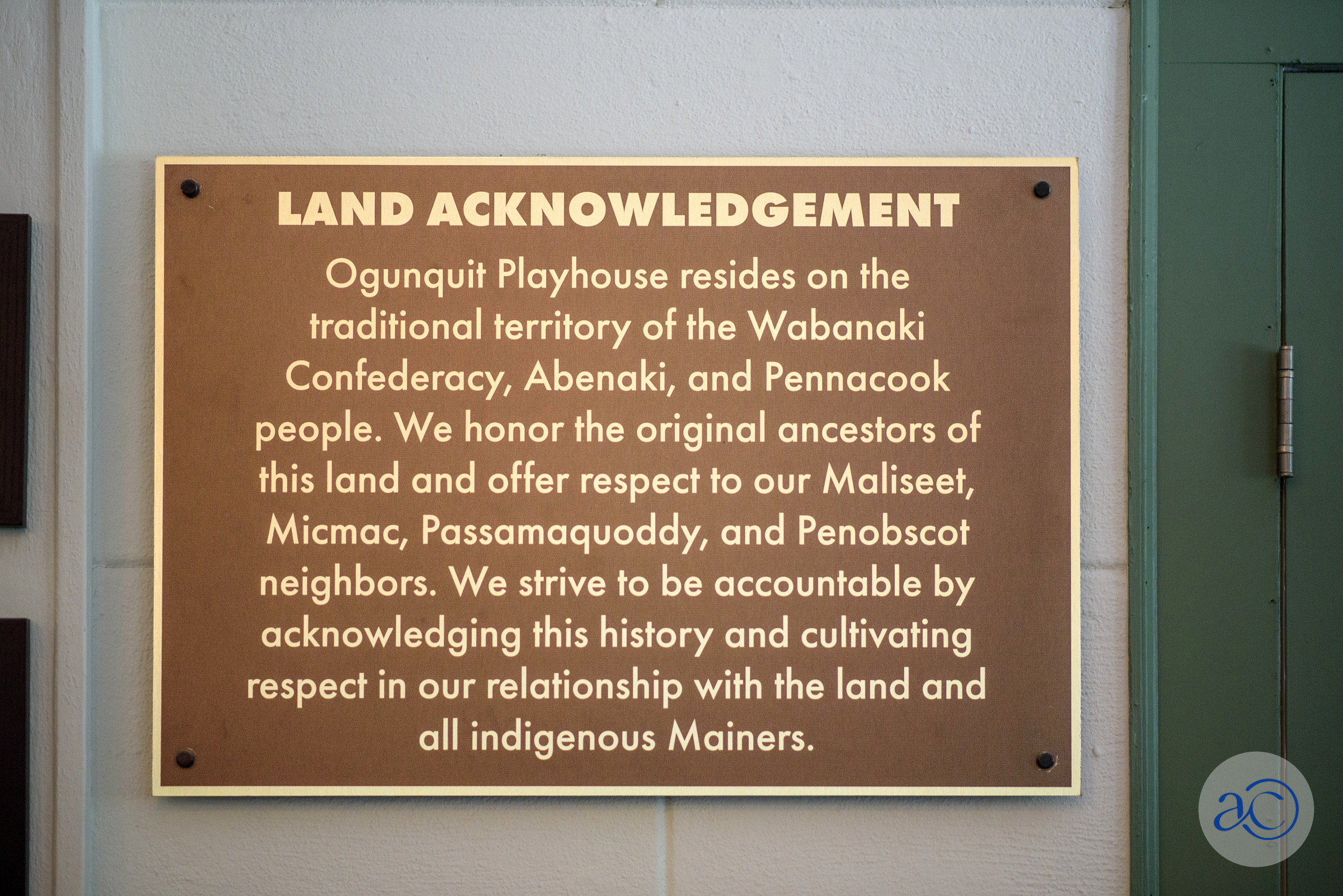 Land acknowledgement plaque