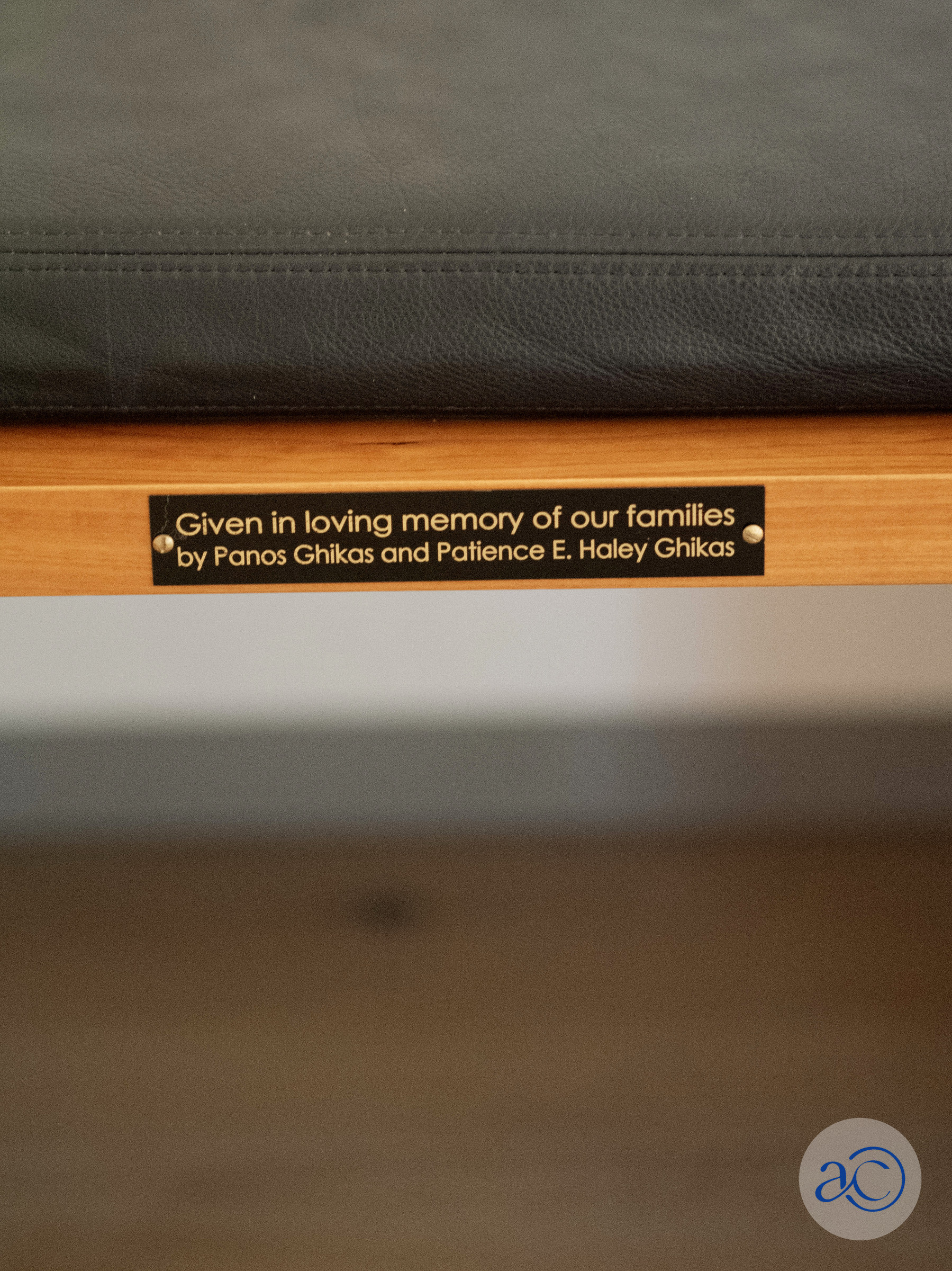Panosghikas & Patience E. Haley Ghikas Bench Plaque