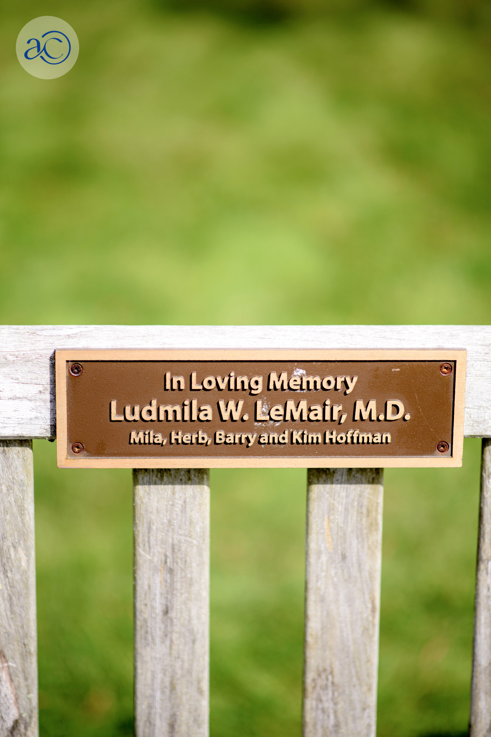 Ludmila W. Lemair, M.D. Bench Plaque