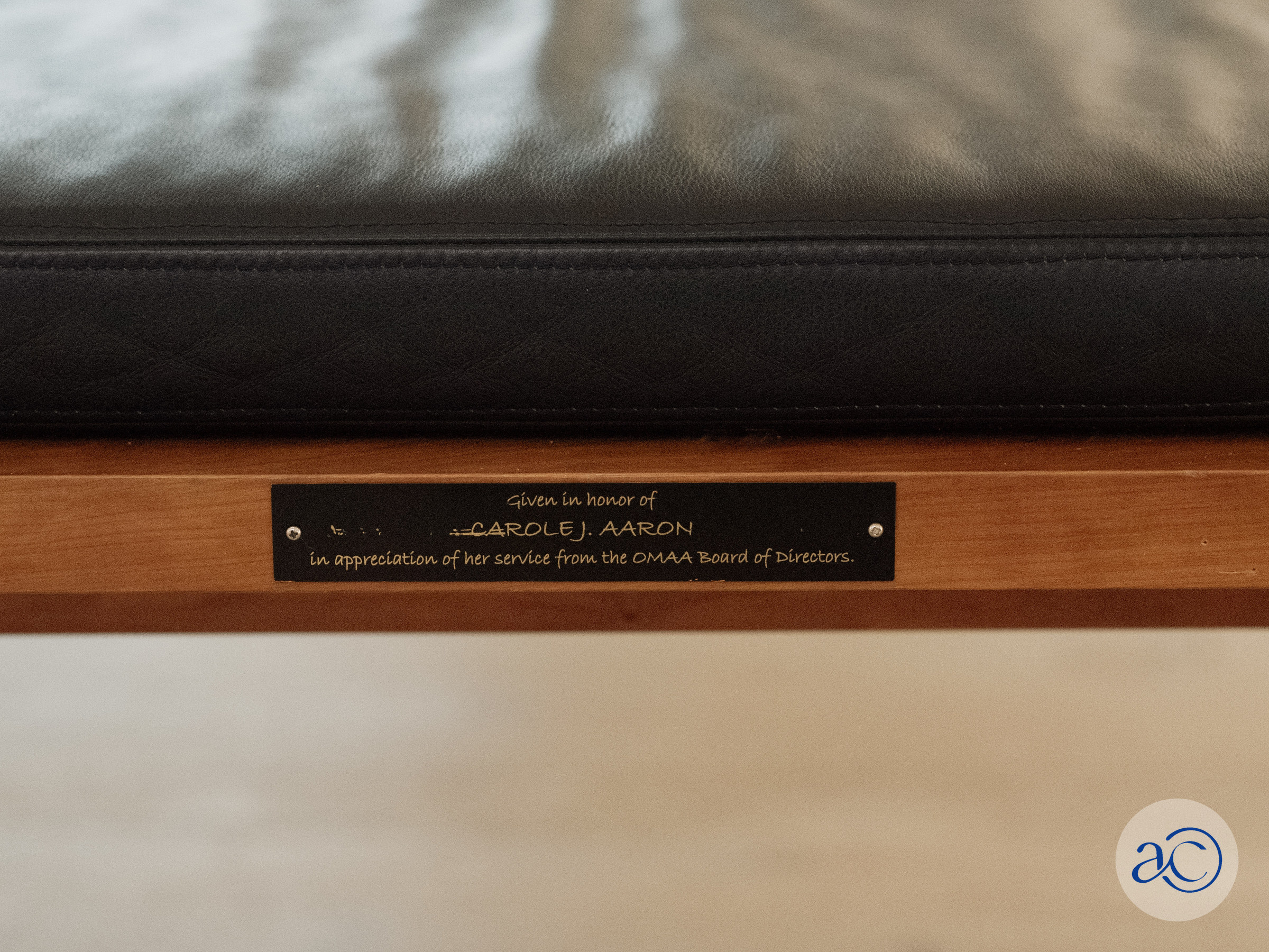 Carol Aaron Bench Plaque
