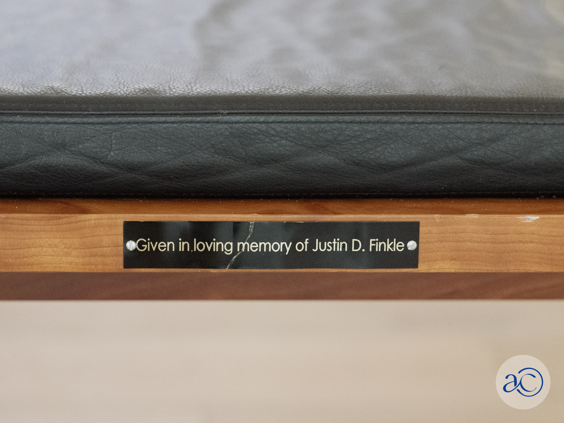 Justin D. Finkle Bench Plaque