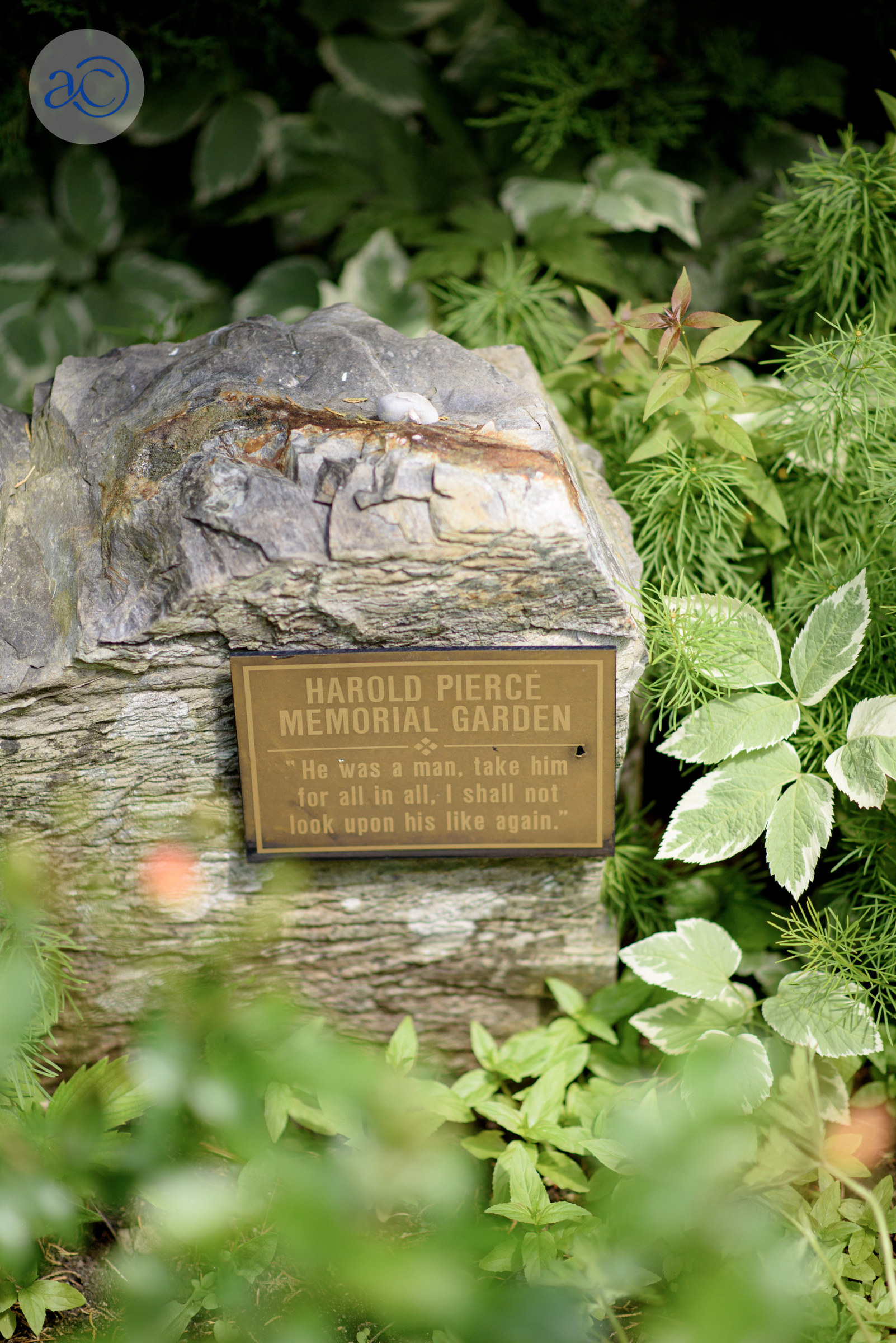 Harold Pierce Memorial Garden Plaque