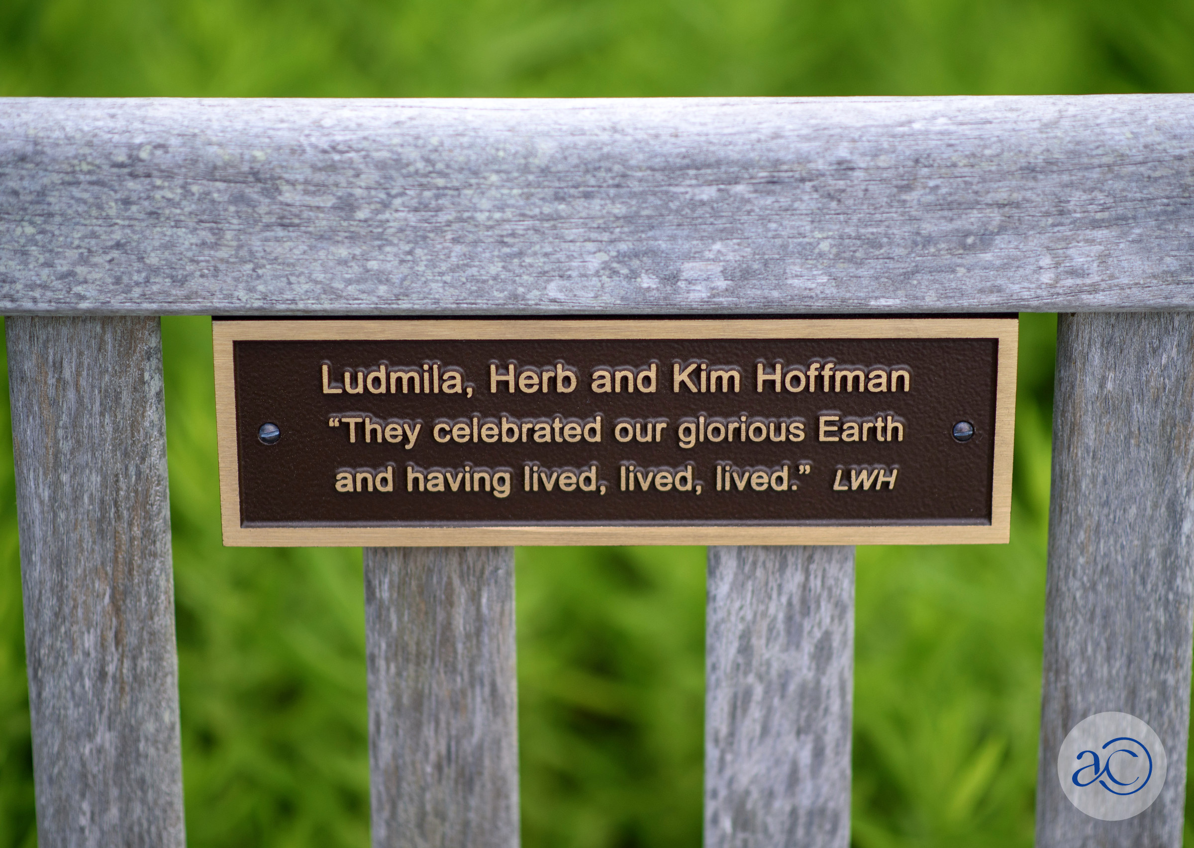 Ludmila, Herb and Kim Hoffman Bench Plaque
