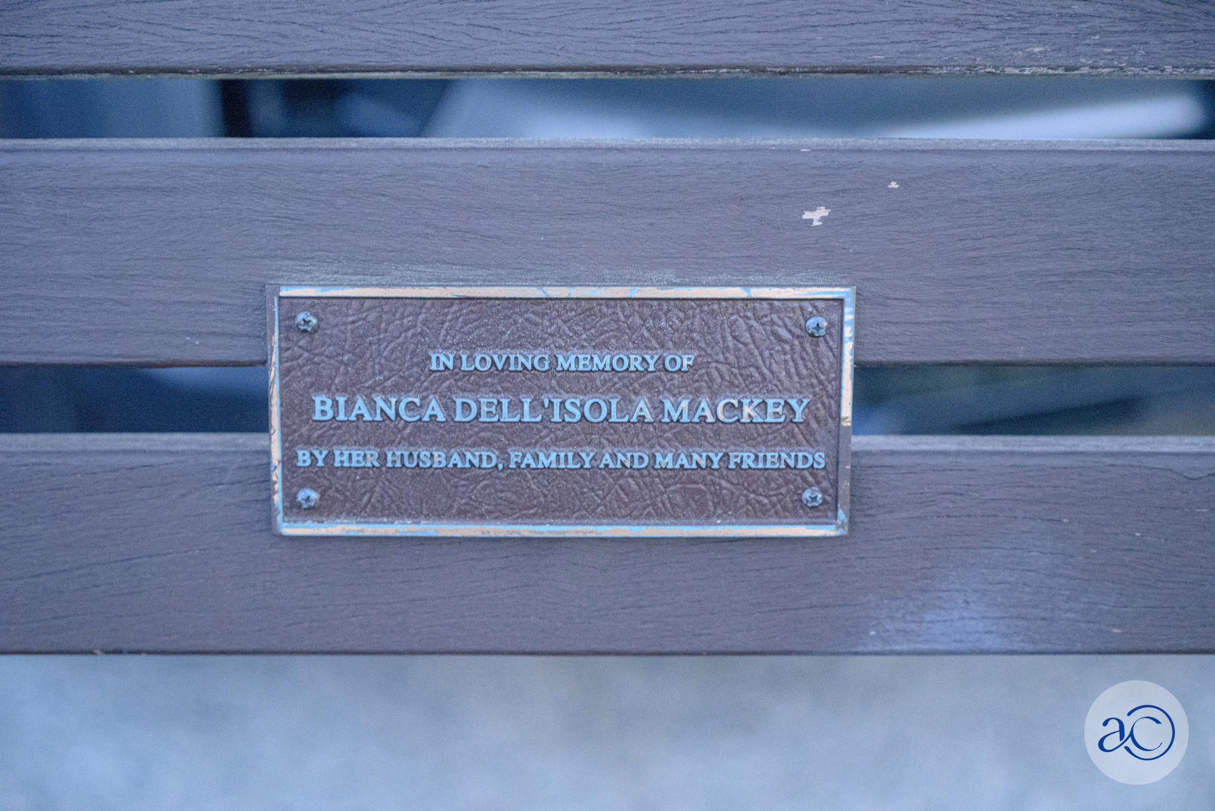Bianca Mackey bench plaque