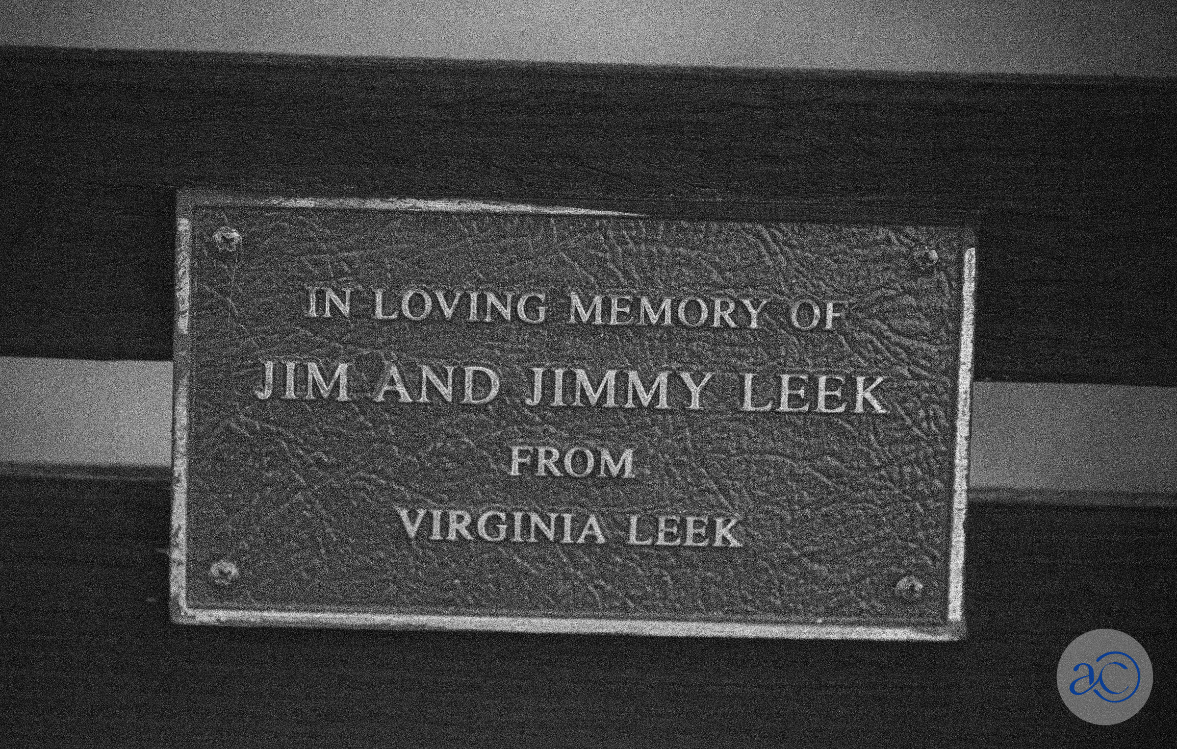 Jim& Jimmy Leek bench plaque