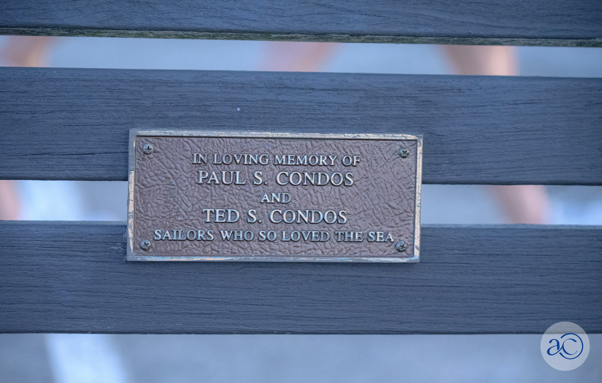 Paul & Ted Condos bench plaque