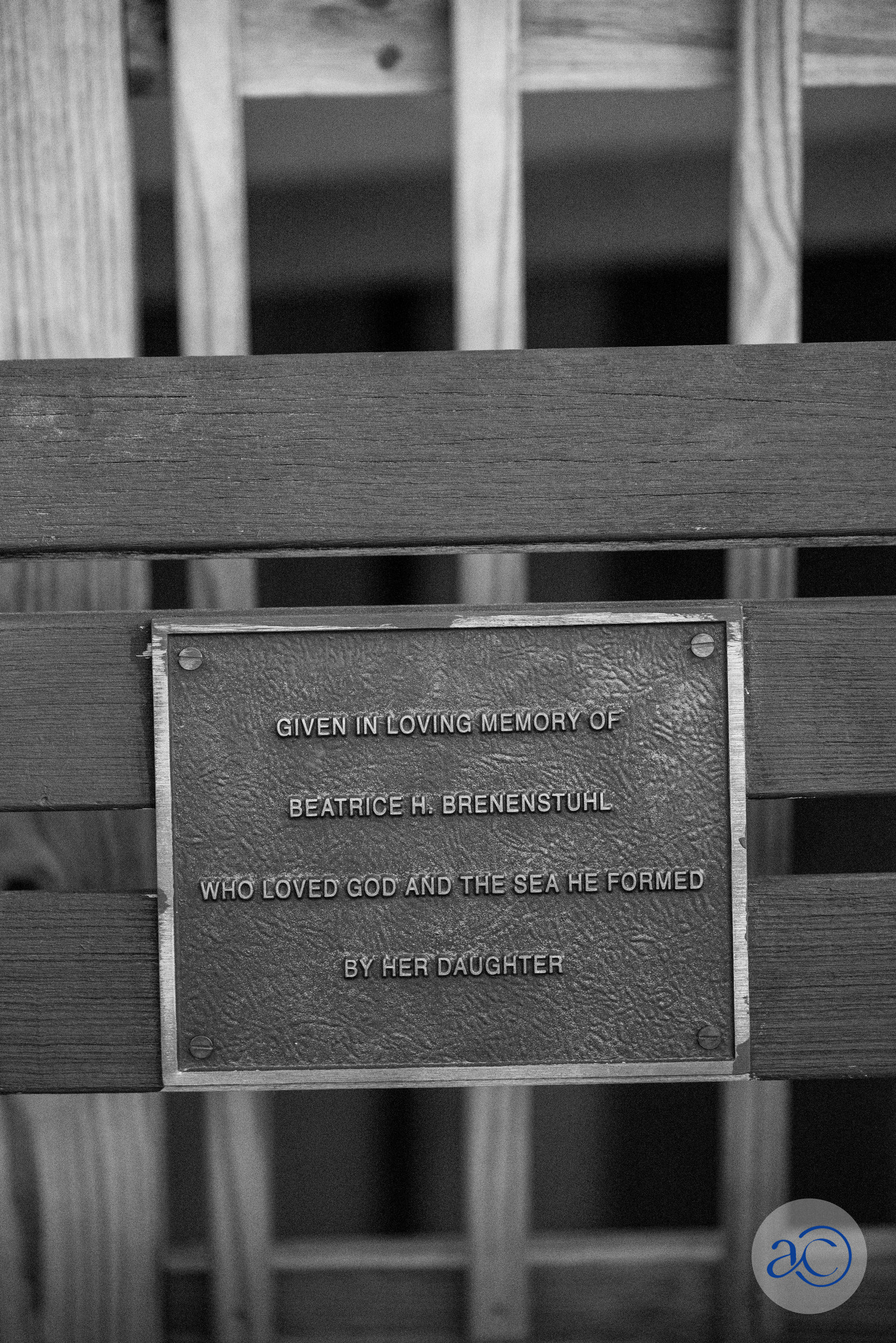 Beatrice H. Brenenstuhl bench plaque