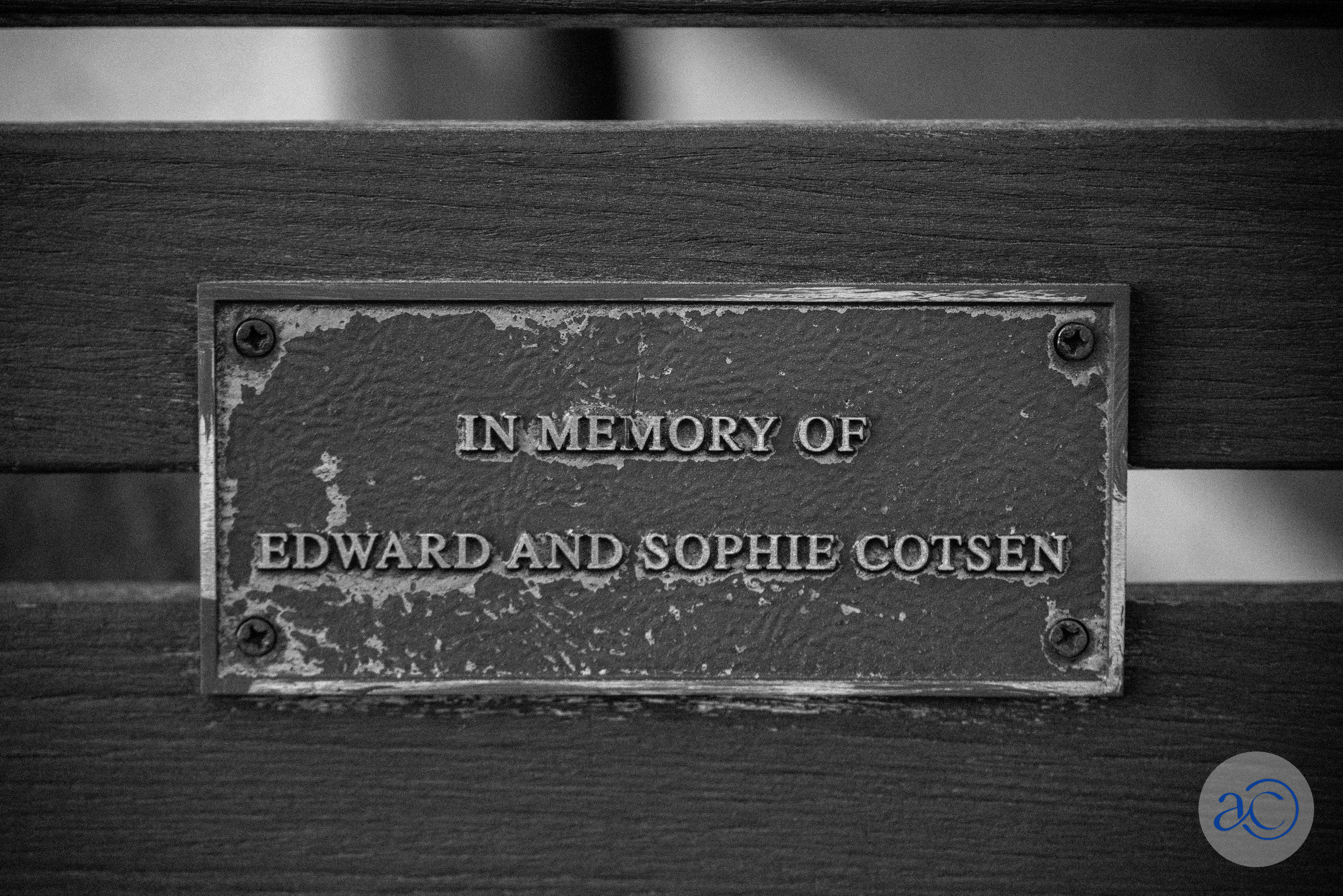 Edward & Sophie Gotsen bench plaque