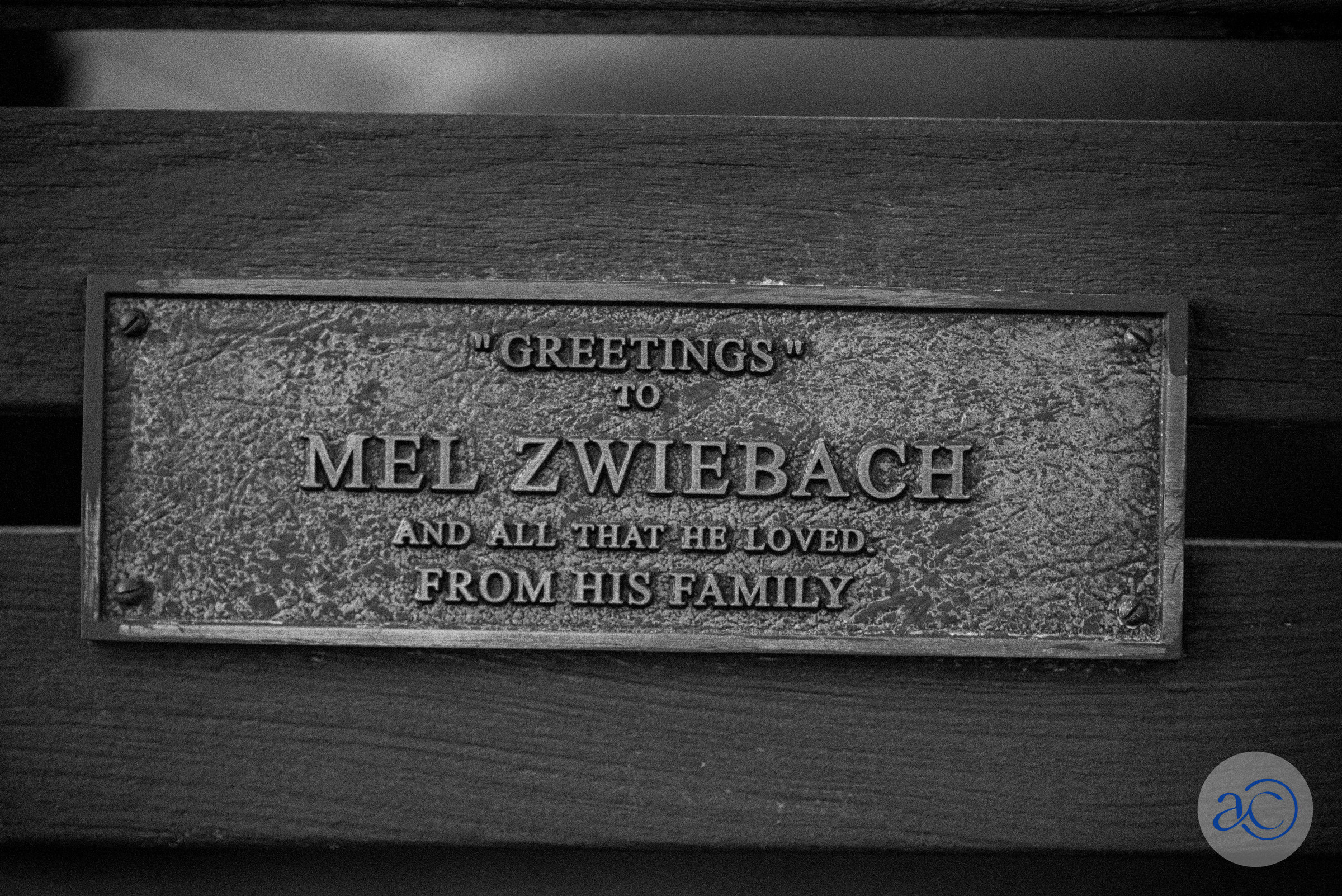 Mel Zwiebach bench plaque