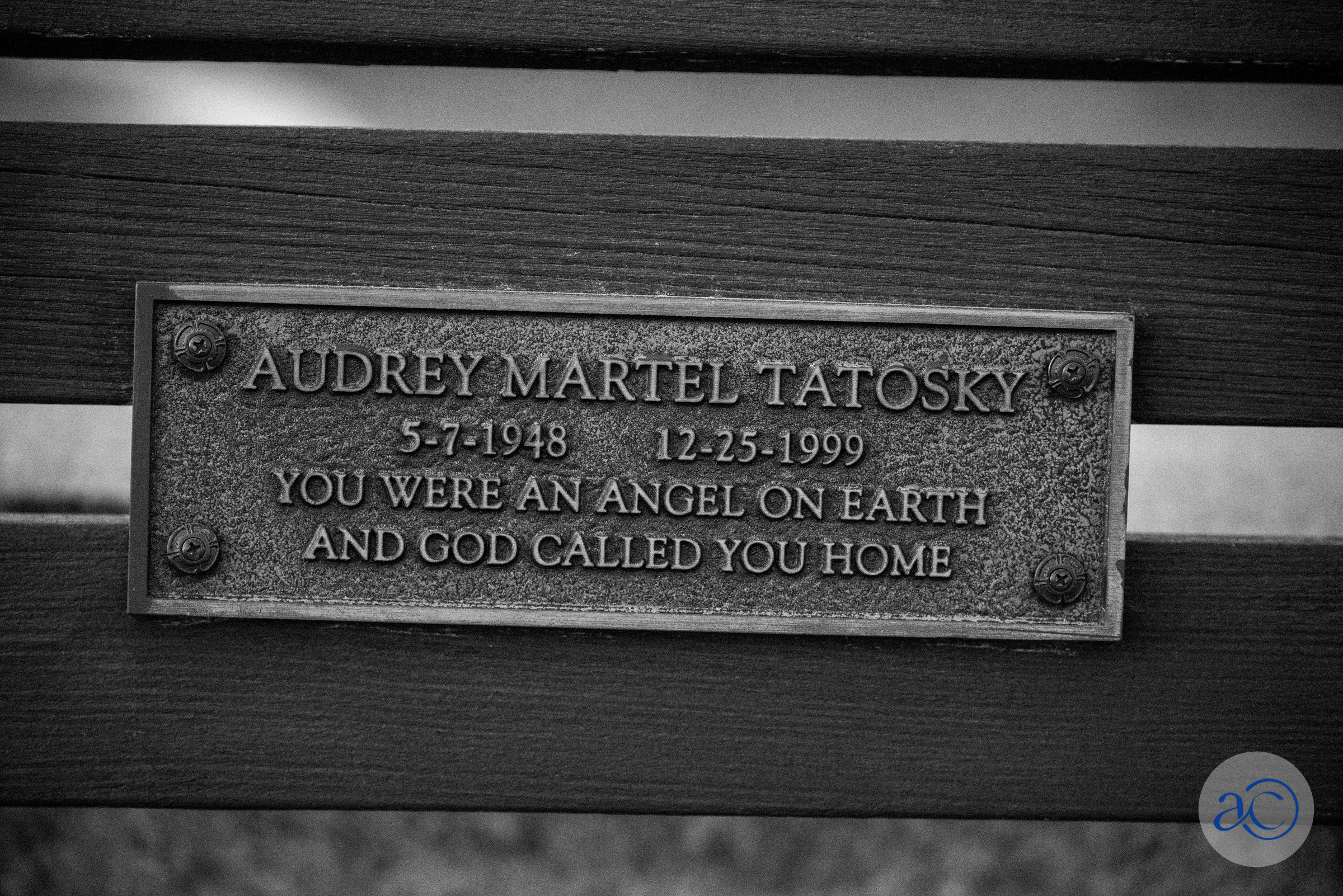 Audrey Martel Tatosky bench plaque