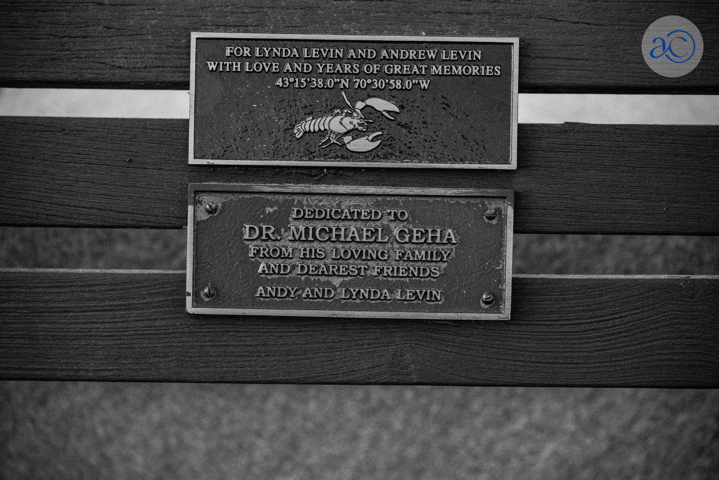 Lynda & Andrew Levin & Michael Geha bench plaques