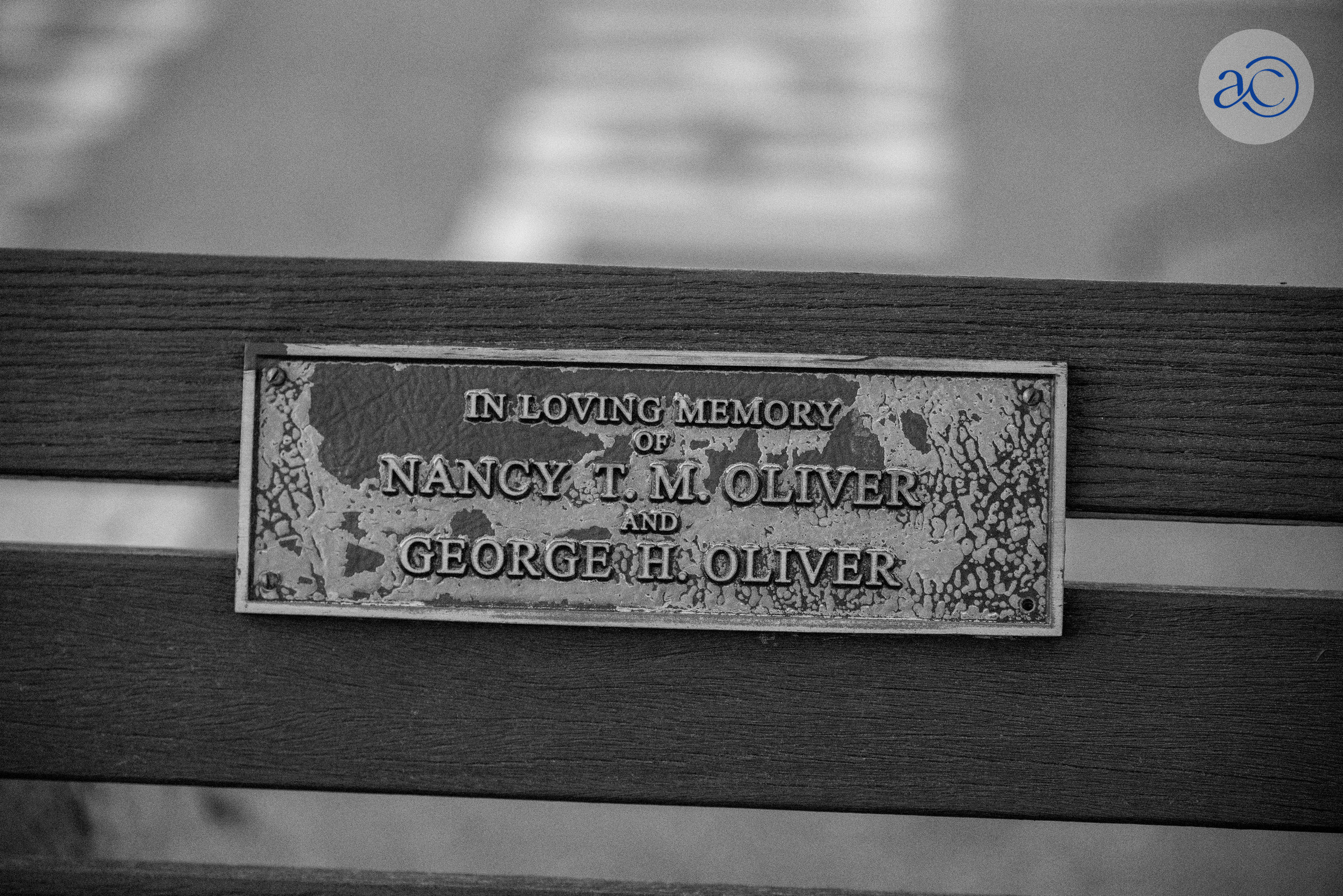 Nancy & George Oliver bench plaque