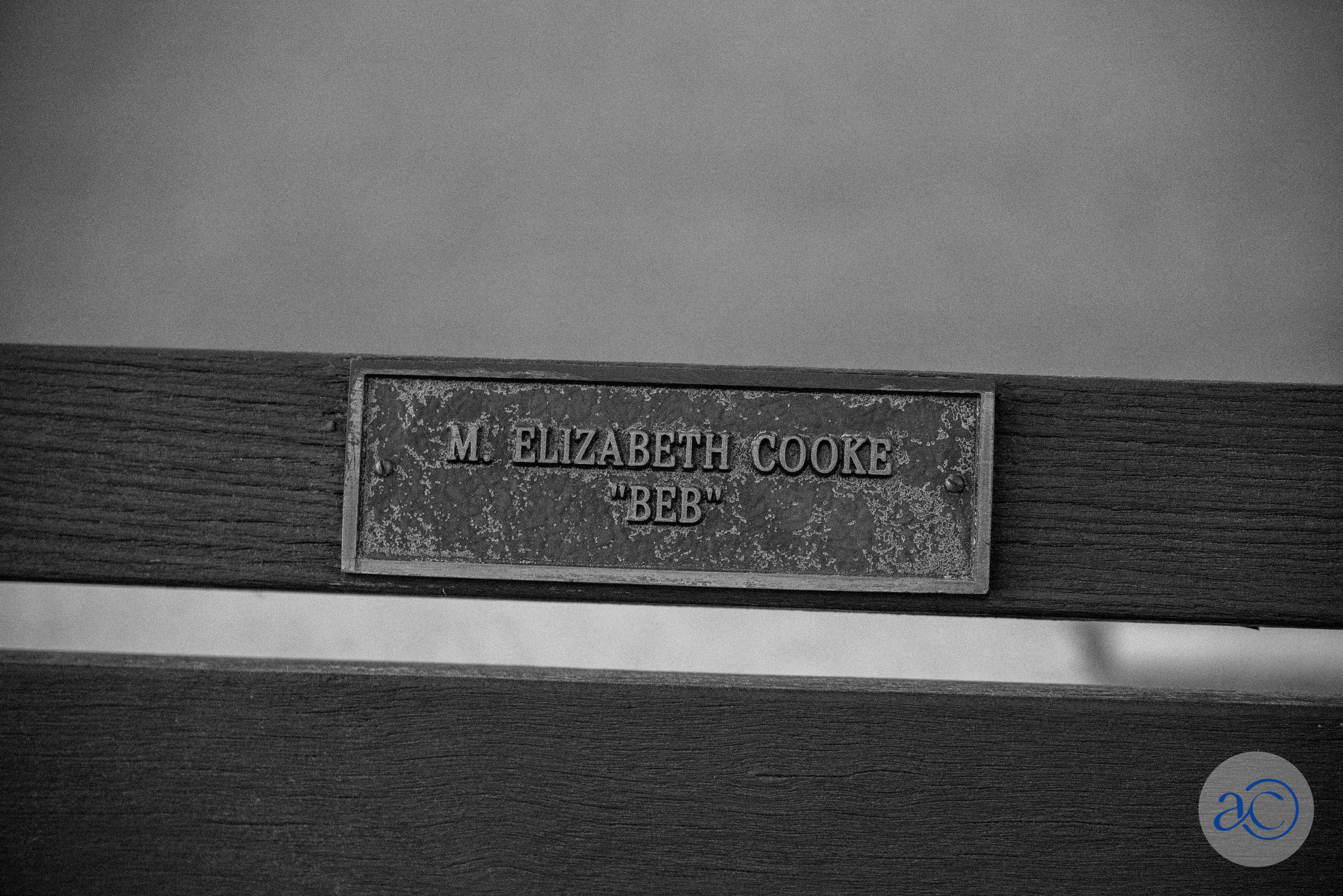 M. Elizabeth Cooke bench plaque