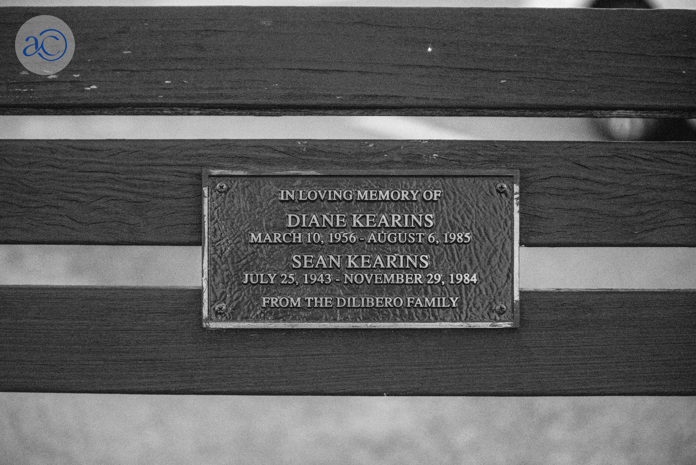 Diane Kearins & Sean Kearins bench placque